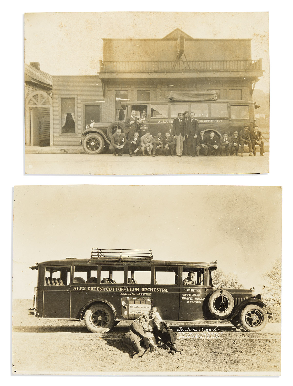 (ENTERTAINMENT--MUSIC.) Pair of photographs of Alex Green and his Cotton Club Orchestra.